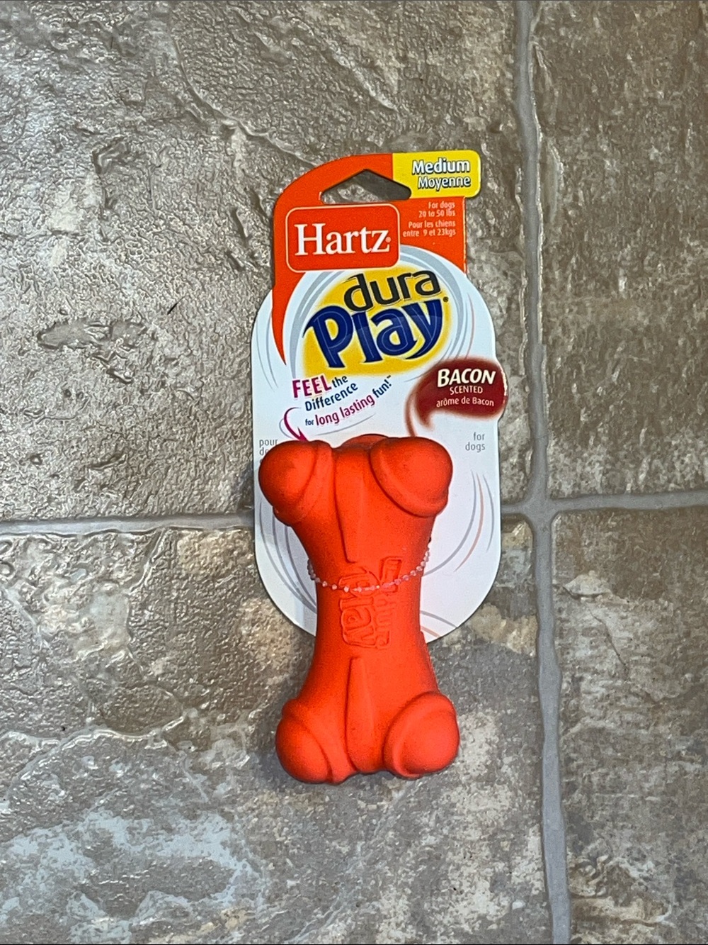 NWT Hartz Dura Play Bacon-Scented Dog Toy - Orange (Medium)